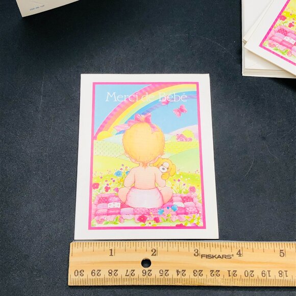 Vintage 80s Baby Birth Thank You Cards (Lot of 24): French Text- Picture Holder - Picture 8 of 10